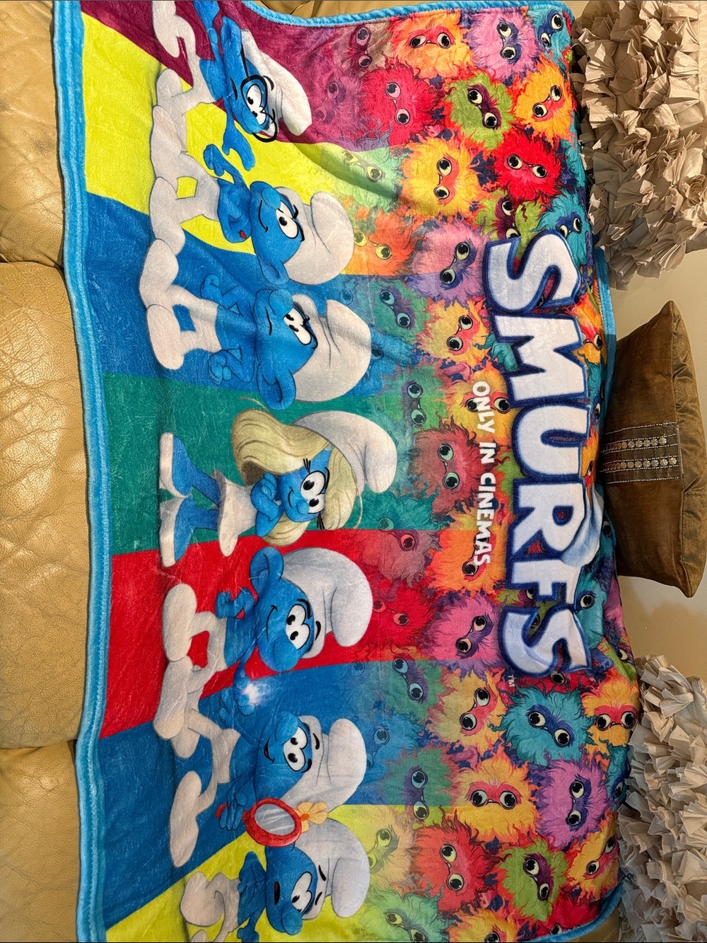 zinc Smurfs Plush Throw Blanket - Blue, Red, Yellow, Green, Purple